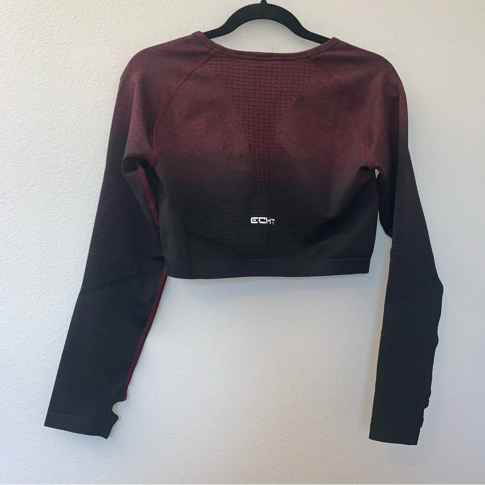 ECHT Arise Ghere Ombre Long Sleeve Athletic Crop Top - Picture 2 of 5